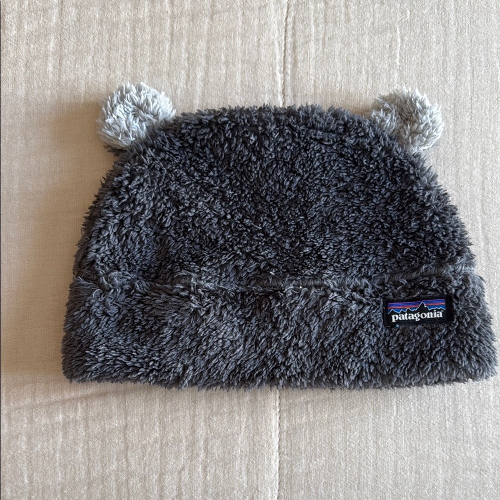 Patagonia Gray Fuzzy Beanie with Ears